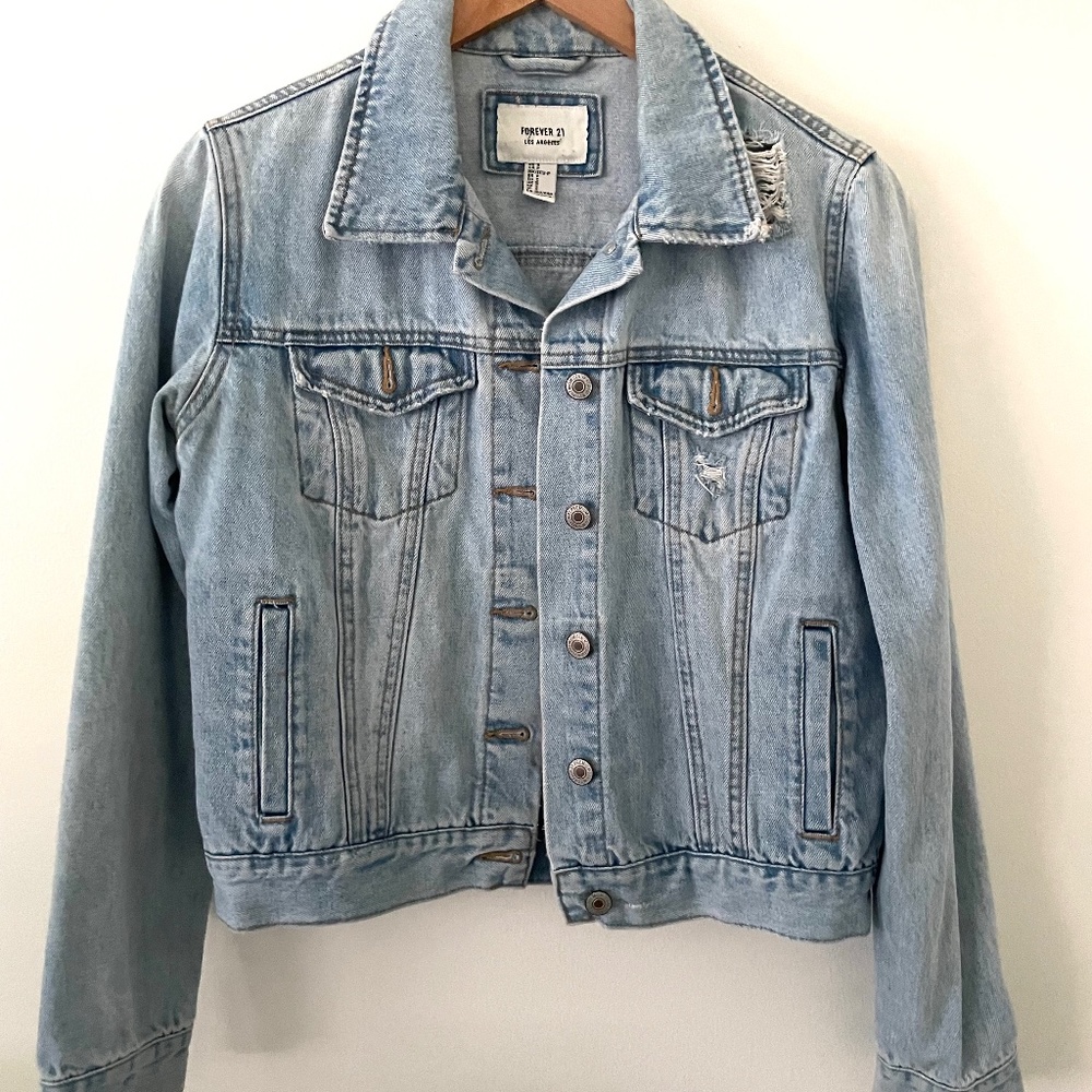 Forever 21 Distressed Jean Jacket